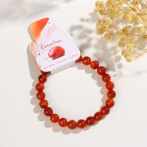 Natural Carnelian Stone Bracelets 4/6/8mm Polished Round Beaded Bracelet for Women Female Stretch Bracelets with Card Jewelry