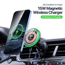 Caricabatteria da auto per telefono wireless magnetico trasparente con supporto per telefono per auto con magnete per presa d'aria wireless Qi2 2X a ricarica rapida