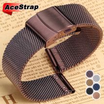 New Colorful Stainless Steel Strap 20mm 22mm Quick Release Bracelet for Women Men Wristband Metal Folding Buckle 0.6 Milan Band