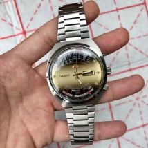 Automatyczny zegarek mechaniczny Orient unisex z obrotową, dużą tarczą, w pełni funkcjonalny, ze stali nierdzewnej, z funkcją czasu światowego.