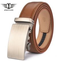 Plyesxale Brauner Ledergürtel Männer 2024 Automatische Schnalle Herrengürtel Für Jeans Vintage Stil Herrengürtel Luxus Ceinture Homme B9