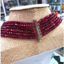 Natural 6 rows 2X4MM faceted red garnet jade abacus gemstone beads neck 17-22 ''