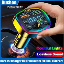 Autoladegerät FM-Transmitter Bluetooth 5.0 Freisprecheinrichtung True 3.1A Dual USB-Anschluss PD Schnellladung MP3-Musik TF-Karte U-Disk AUX-Player