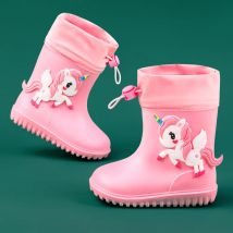 Kinder Regen Stiefel für Mädchen Gummi Sohlen EVA Kaninchen Stiefel Elastische Gürtel Plattform Schuhe Gummi Stiefel Für Kinder Jungen Wasser schuhe