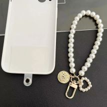 Kurze Perle Lanyard Mode Strass Anhänger Anhänger Handy Lanyard hand gewebte Armband zurück Anti-Lost Lanyard