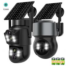 4MP Wireless Outdoor 7,6 W Dual objektiv Eingebaute Batterie Solar Kamera 1080P 5 W Lange Standby PIR IP Solar Kamera Sicherheit iCsee