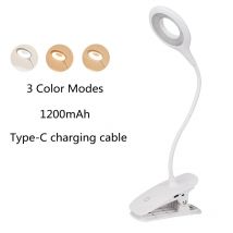 Circular Clip Small Table Lamp Rechargeable Bedside Lamp 3 Modes Dimmable Reading Night Light LED Desk Lamp