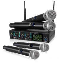 Professional wireless microphone 4-channel UHF karaoke singing home entertainment performance dynamic handheld microphone