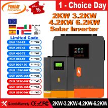 PowMr Inversores Solares Híbridos de 11KW, 10.2KW, 6.2KW, 4.2KW, MPT 120A, Batería Solar, Cargador Solar PV 500V, 220VAC, 48VDC, 3.2KW, 2KW con WIFI