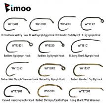 Bimoo 50 pz Acciaio Ad Alto Tenore di Carbonio Barb & Barbless Fly Legatura Gancio Per Secco Bagnato Ninfa Jig Ninfa Uovo Caddis Pupa Fly Trota Richiamo di Pesca