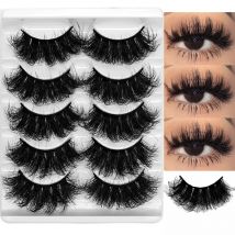 5 Paar Wimpern, künstliche Nerz-Wimpern, langlebig, flauschige Nerzwimpern, dramatische Volumen-Wimpernverlängerung, dick, lang