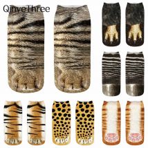 Neue glückliche 3D-Tiere, Klaue, doppelseitiger Druck, Unisex, weich, lässig, niedlich, Baumwolle, kurze Söckchen, lustiger Hund, Zebra, Katzenpfote, Cosplay