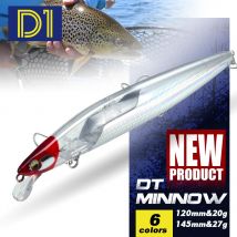 D1 Galleggiante Minnow Richiamo di Pesca 120mm20g/145mm27g Flash Flake Wobbler Silenzioso Assassino Galleggiante Esca Dura Per Luccio Bass