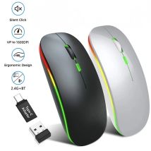 Mouse wireless a LED Mouse silenzioso ricaricabile compatibile con Bluetooth Mouse portatile per computer dual mode per laptop desktop MacBook
