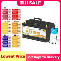 FLLYROWTH 12V 100Ah LiFePo4 Batteria al litio 100A BMS per camper Motori per barche Inverter Solare Eolico Batteria al litio ferro fosfato
