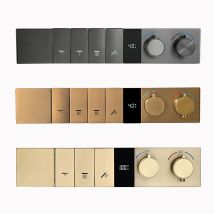 Qlonn 3/4 Functions Button-Type Thermostat Mixer With Temperature Display Concealed Shower Faucet Bathroom Shower Diverter Brass