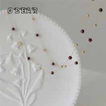 316L Edelstahl handgefertigte Goldperlenkette natürlicher Granat Halskette für Frauen modisch und personalisiert vielseitig