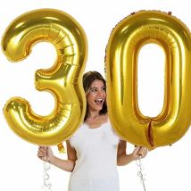 40 Zoll große Zahlenfigur Luftballons 10, 20, 30, 40, 50, 60, 70, 80, 90 Jahre, Erwachsene, Geburtstag, Jahrestag, Dekoration, Zubehör, Gold, Silber