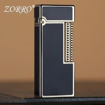 ZORRO High-End-Kerosinfeuerzeug, schmales Metall-Schleifrad, seitliche Schlupfzündung, Retro-Herren-Werbegeschenk, klassisches Modell mit Box