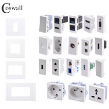 Wall EU French Brasil Israel Socket + TV CAT6 Internet Jack, HDMI-compatible 2.0 & USB 3.0 Optical Fiber Connector DIY Module