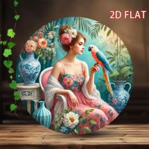 „Romantische Natur-Eisenplakette „Charming Leisure“ – runde Dekoration für Wohnzimmer, Hotels und Studios“