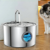 Automatischer Katzenwasserbrunnen aus Edelstahl 304, 3,2 l/108,2 oz Haustierbrunnenspender zum Trinken von Hunden und Katzen im Inneren