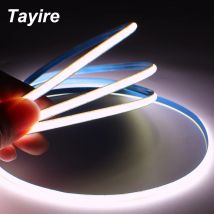 Dünner 5 mm COB-LED-Streifen, 1 cm geschnitten, 400 LEDs/m, 5 V, 12 V, flexibles Klebeband, Lichtleiste, warm, kalt, weiß, für Dekorbeleuchtung