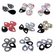 Bedruckte acryl ohrring charms, tropfen förmige anhänger, halskette komponente, diy verbinder, schmuck supplie, ACL-234-243