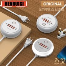 Caricabatterie multiporta PD 50W tipo C caricabatterie da muro con spina EU US a ricarica rapida caricabatterie rapido USB a 6 porte con Touch LED/luce di riempimento