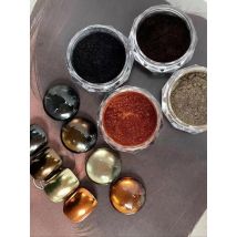 4 stücke Metallic Magie Spiegel Chrom Nail art Pulver Herbst Winter Braun Gelb Reiben Glitter Pigment Maniküre Metall Zubehör