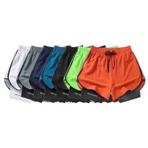 Sommer-Sport-Shorts, lässig, schwarz, einfarbig, zum Laufen im Freien, schnell trocknend, mit verdeckten Taschen, modische Hundert-Jogginghose