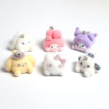 6/30 pezzi di animali dei cartoni animati in resina tridimensionale, portachiavi in peluche, ciondolo per borsa, decorazione da appendere, piccolo regalo, bambola carina