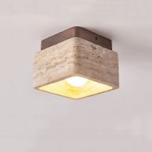 Quadratische Travertin-Deckenleuchte, Korridor, Ailse, Balkon, Wohnzimmer, exquisite Wabi Sabi Stone Decor Lampe