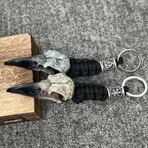 1 Stück Punk Rock Odin Rabe Schädel Skelett Schlüsselanhänger Wicca Goth Harz Adler Vogel Kopf Schlüsselanhänger