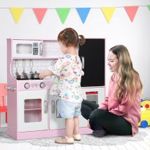 AIYAPLAY Cocina de Juguete para Niños de +3 Años 83,8x26,8x81 cm Rosa