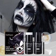 Halloween Black White Face Body Paint Kit Full Coverage Lighweight Foundation Clown Joker Makeup Festive Makeup Accessories Set