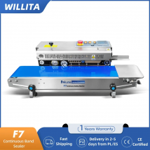 WILLITA F7 Kontinuierliche Versiegelungsmaschine, Edelstahlgehäuse, horizontale Beutelbandversiegelungsmaschine, Versiegelungsgeschwindigkeit 24 m/min, Lagerbestand in der EU