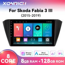 Drahtlose CarPlay Android 14 Auto Radio Player Für Skoda Fabia 3 III 2015-2019 1280*720P IPS 8Core Multimedia GPS 4G Wifi DSP RDS