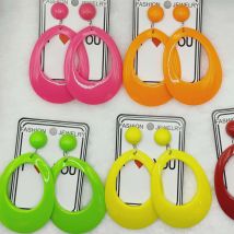 1 Paar rote, gelbe, bonbonfarbene O-förmige Tropfenohrringe für Frauen, Acryl, geometrisch, modisch, schlicht, groß, Schmuckzubehör