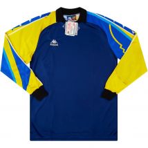 Kappa Camiseta portero GK2 FC Barcelona 1996-97 C309 incluye escudo Barça para bordar manga larga azul con amarillo sin número Original Nueva con Etiquetas para coleccionistas