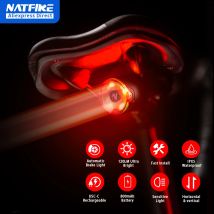 NATFIRE A09 Rowerowe inteligentne automatyczne światło wykrywające hamulce USB C Ładowanie LED Tylne