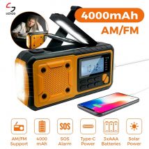 LOTOTG-Radio portátil de energía Solar de emergencia, manivela de carga AM/FM, Radio meteorológica, linterna de lectura Led, cargador de teléfono bancario