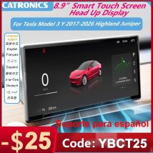 CATRONICS Pantalla Head-Up de 8.9 Pulgadas para Tesla Model 3 Y 2017-2026 Highland Juniper, Android Auto, Carplay, HUD, Actualización OTA, Ventilación