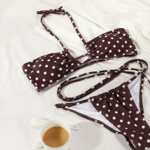 Patchwork Bikini Micro Vintage Tangas Bade bekleidung Badeanzug mit brasilia nischem Print Strand kleidung Plissee Neck holder Badeanzug