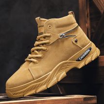 Neue Herren High Top Stiefel trend ige Khaki Motorrads tiefel Outdoor warme Plateaus tiefel Herren Schnür leder strap azier fähige Stiefel ﻿