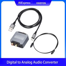 Digital to Analog Audio Converter 192KHz Digital SPDIF Optical to Analog L/R RCA Converter Toslink Optical to 3.5mm Jack Adapter