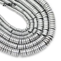 3/4/6/8MM Coin Shape Natural Stone Silver Color Hematite Flat Round Spacer Loose Beads For Jewelry Making DIY Bracelet Findings