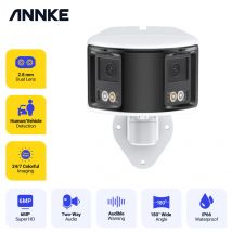 ANNKE 6MP DUO POE Doppia lente 180 °   Videocamera esterna ad ampia vista, rilevamento umano AI da 6 MP, telecamera di sicurezza da 6 MP Telecamera CCTV audio bidirezionale