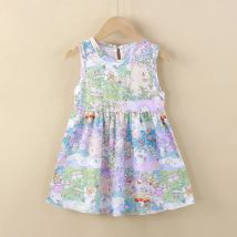 2023 Sommerkleider für Mädchen, niedliche Kleider mit Graffiti-Aufdruck, Kinder-Weste-Kleider, Trend 3–4–5–6–7 Jahre