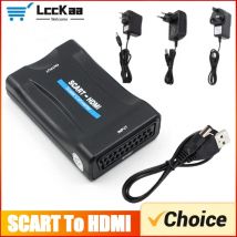 Adattatore convertitore audio video di lusso 1080P compatibile da SCART a HDMI con cavo USB per cavo DC Sky Box STB Plug and Play